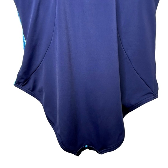 Swimsuits For All Chlorine Resistant Blue Square Neck One Piece Swimsuit Sz 18 - Picture 14 of 15